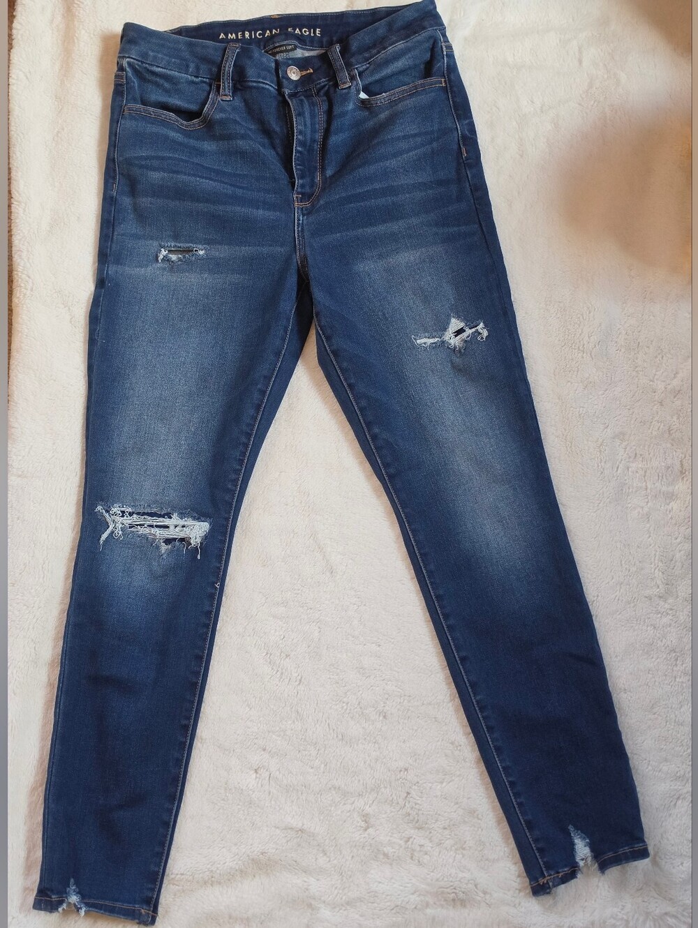 American Eagle High Rise Distressed Jeggings Dark Wash Size 10 Short